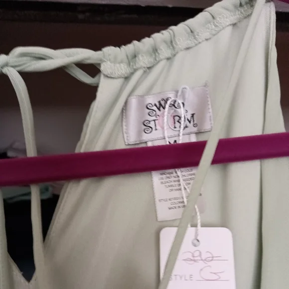 NEW Sweet Storm's Pastel Green Flowy Grecian Maxi Dress - Picture 5 of 5